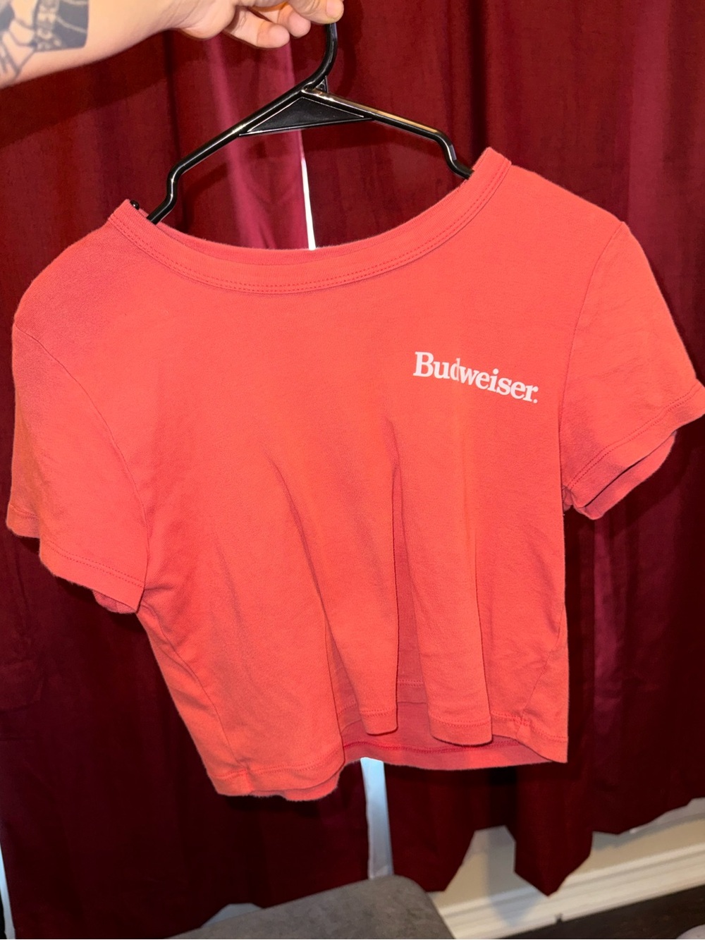 Junk Food Clothing Red Budweiser Crop Tee